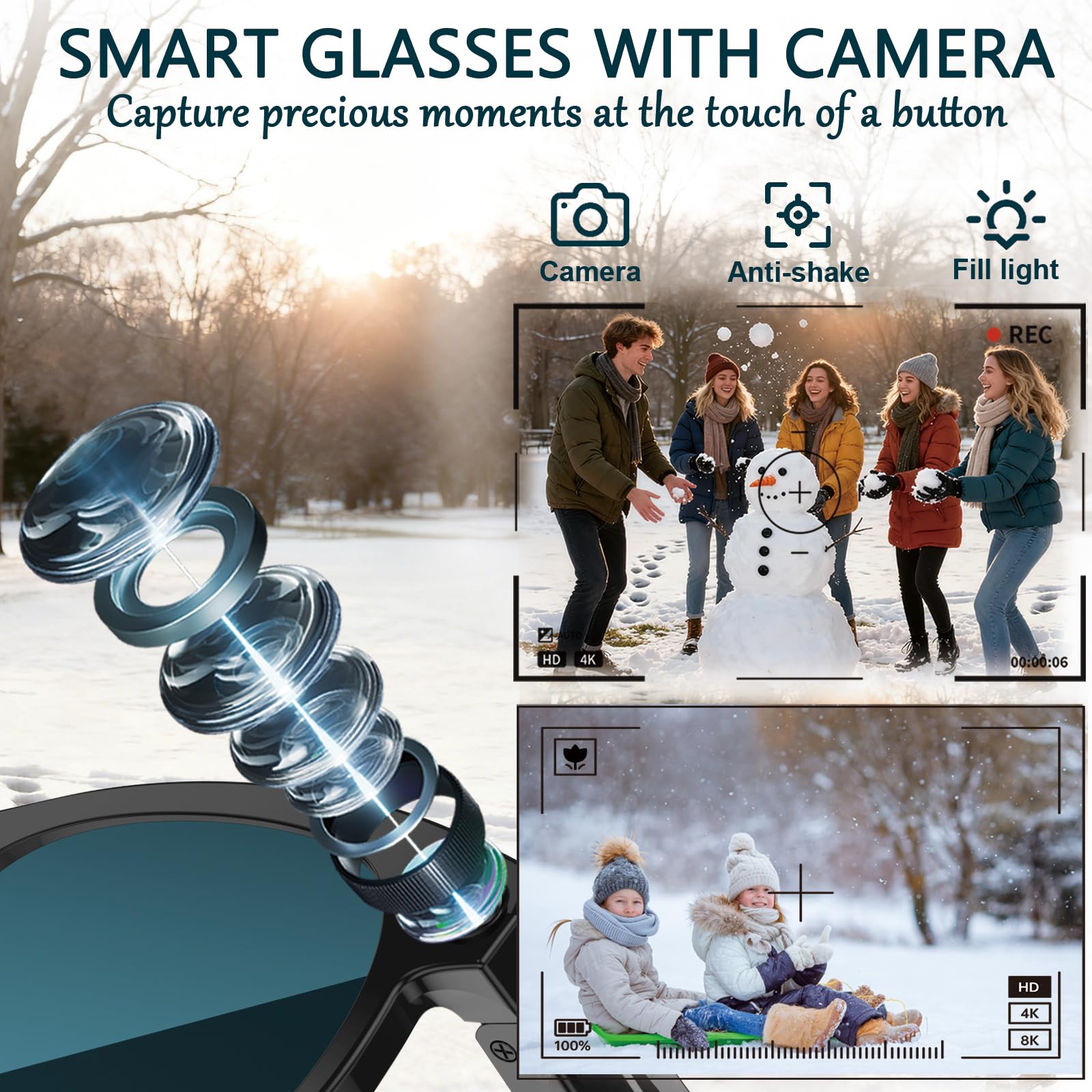 Black Smart Ai Glasses for Men – Smart Glasses Lens Bewertung und Preis